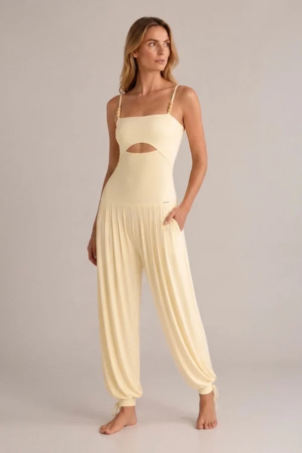 Enterizo deportivo mujer Shine Jumpsuit color butter yellow Triskel Active